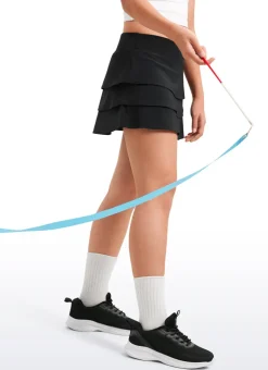 Feathery-Fit Soft Girls Athletic Ruffle Skirts with Shorts