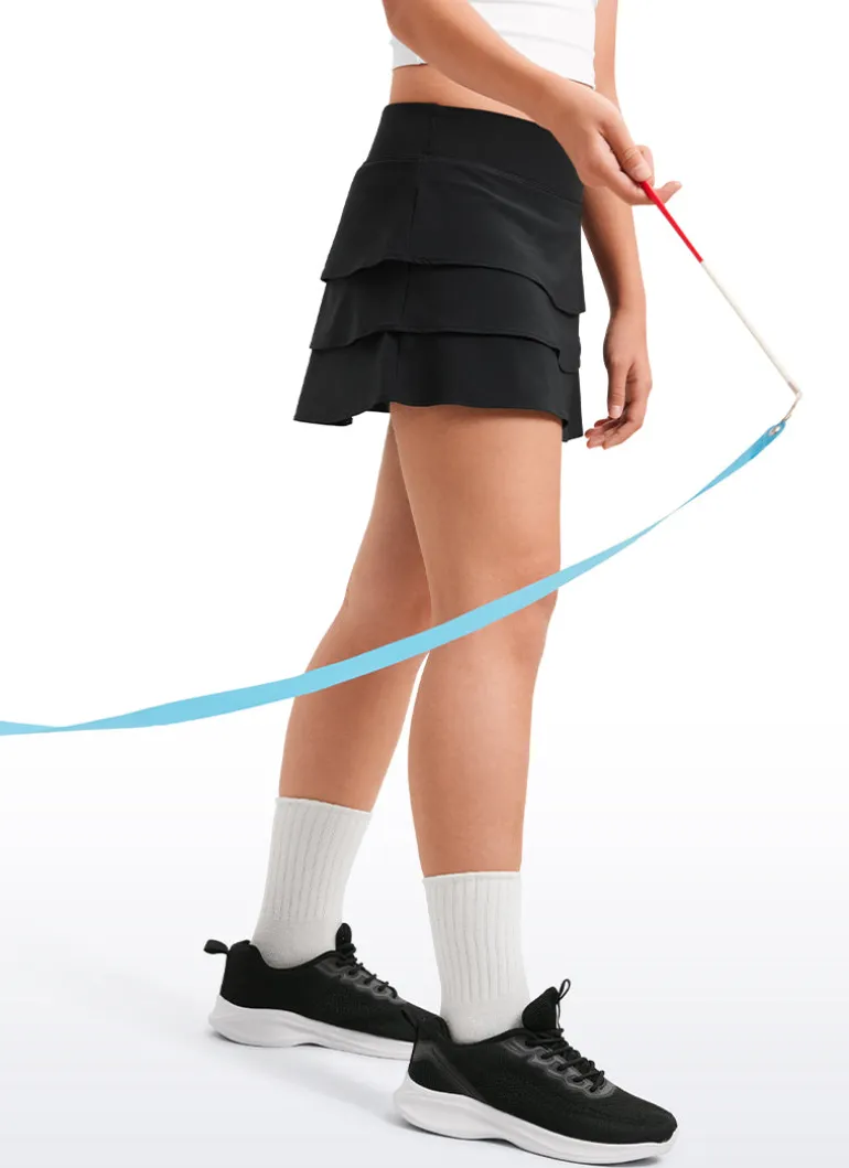Feathery-Fit Soft Girls Athletic Ruffle Skirts with Shorts
