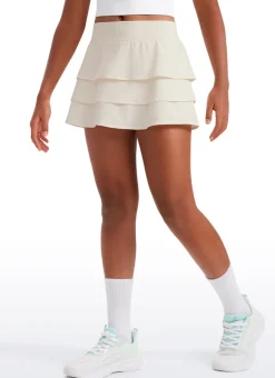 Feathery-Fit Soft Girls Athletic Ruffle Skirts with Shorts