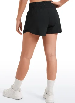 Feathery-Fit Soft Girls High Waisted 2 in 1 Flowy Shorts 2.5'' with Zip Pocket