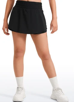 Feathery-Fit Soft Girls High Waisted 2 in 1 Flowy Shorts 2.5'' with Zip Pocket