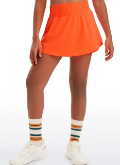 Feathery-Fit Soft Girls High Waisted 2 in 1 Flowy Shorts 2.5'' with Zip Pocket
