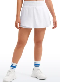 Feathery-Fit Soft Girls High Waisted 2 in 1 Flowy Shorts 2.5'' with Zip Pocket