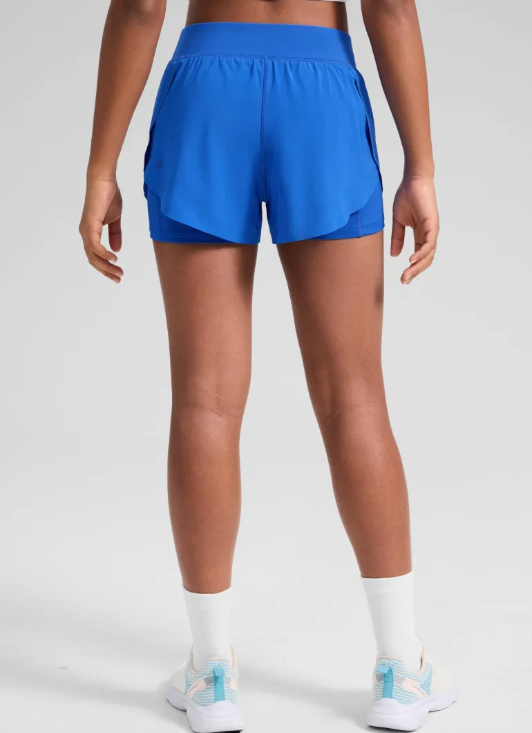 Feathery-Fit Soft Girls 2 in 1 High Rise Dolphin Lined Shorts 2.5''