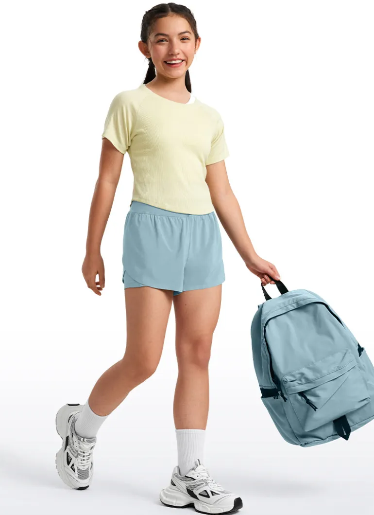Feathery-Fit Soft Girls 2 in 1 High Rise Dolphin Lined Shorts 2.5''