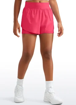 Feathery-Fit Soft Girls 2 in 1 High Rise Dolphin Lined Shorts 2.5''