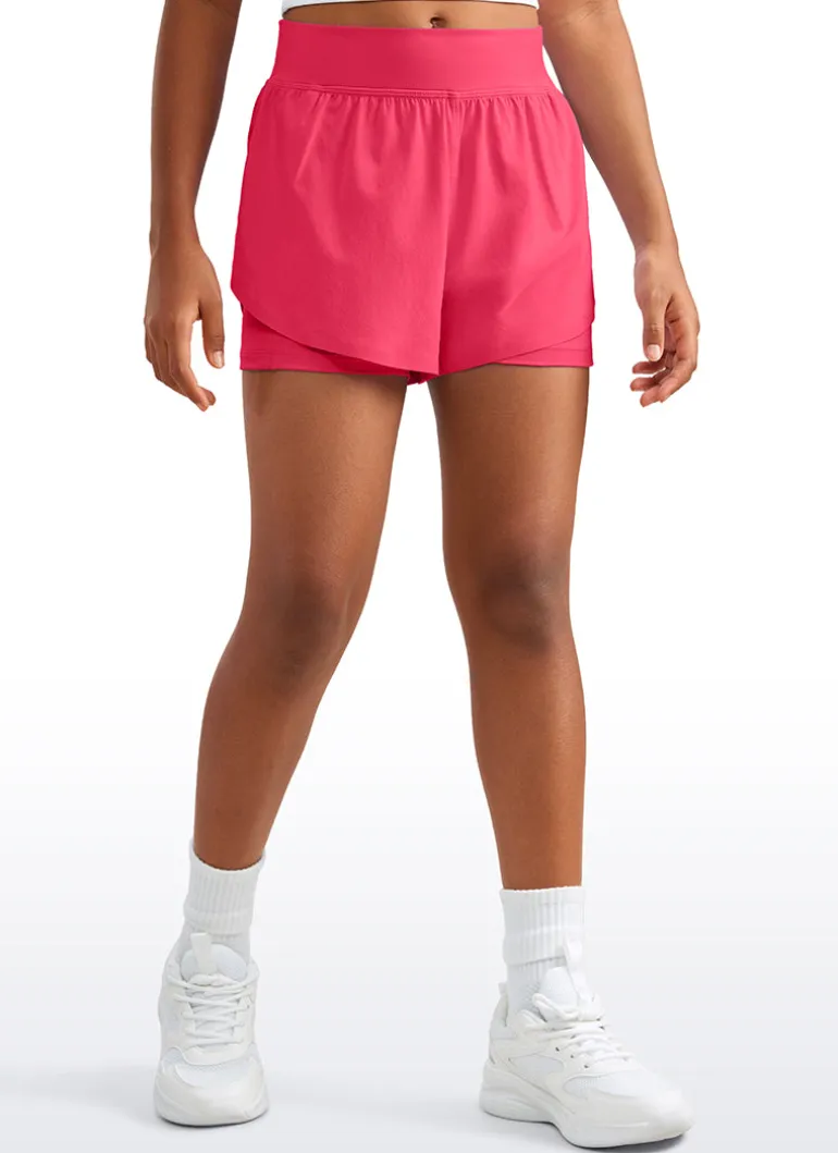 Feathery-Fit Soft Girls 2 in 1 High Rise Dolphin Lined Shorts 2.5''