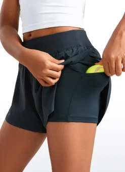 Feathery-Fit Soft Girls 2 in 1 High Rise Dolphin Lined Shorts 2.5''