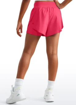 Feathery-Fit Soft Girls 2 in 1 High Rise Dolphin Lined Shorts 2.5''
