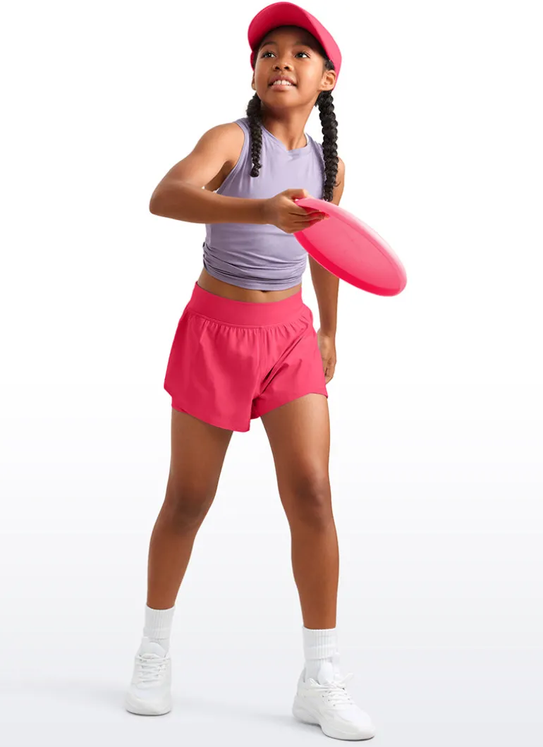 Feathery-Fit Soft Girls 2 in 1 High Rise Dolphin Lined Shorts 2.5''