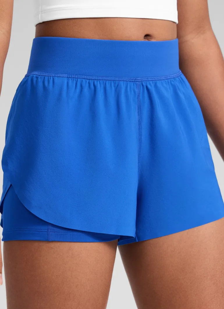 Feathery-Fit Soft Girls 2 in 1 High Rise Dolphin Lined Shorts 2.5''