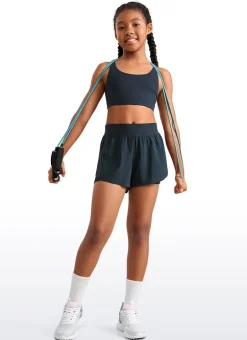 Feathery-Fit Soft Girls 2 in 1 High Rise Dolphin Lined Shorts 2.5''