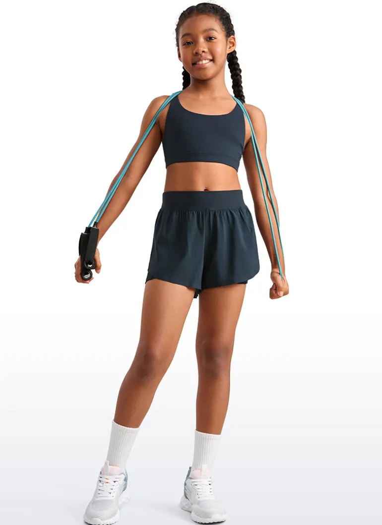 Feathery-Fit Soft Girls 2 in 1 High Rise Dolphin Lined Shorts 2.5''