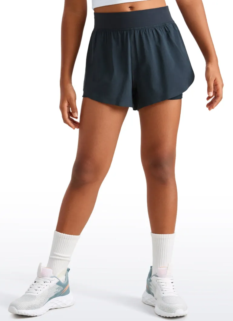 Feathery-Fit Soft Girls 2 in 1 High Rise Dolphin Lined Shorts 2.5''
