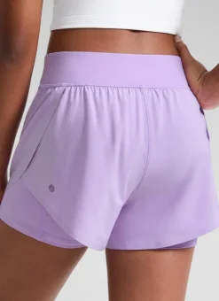 Feathery-Fit Soft Girls 2 in 1 High Rise Dolphin Lined Shorts 2.5''
