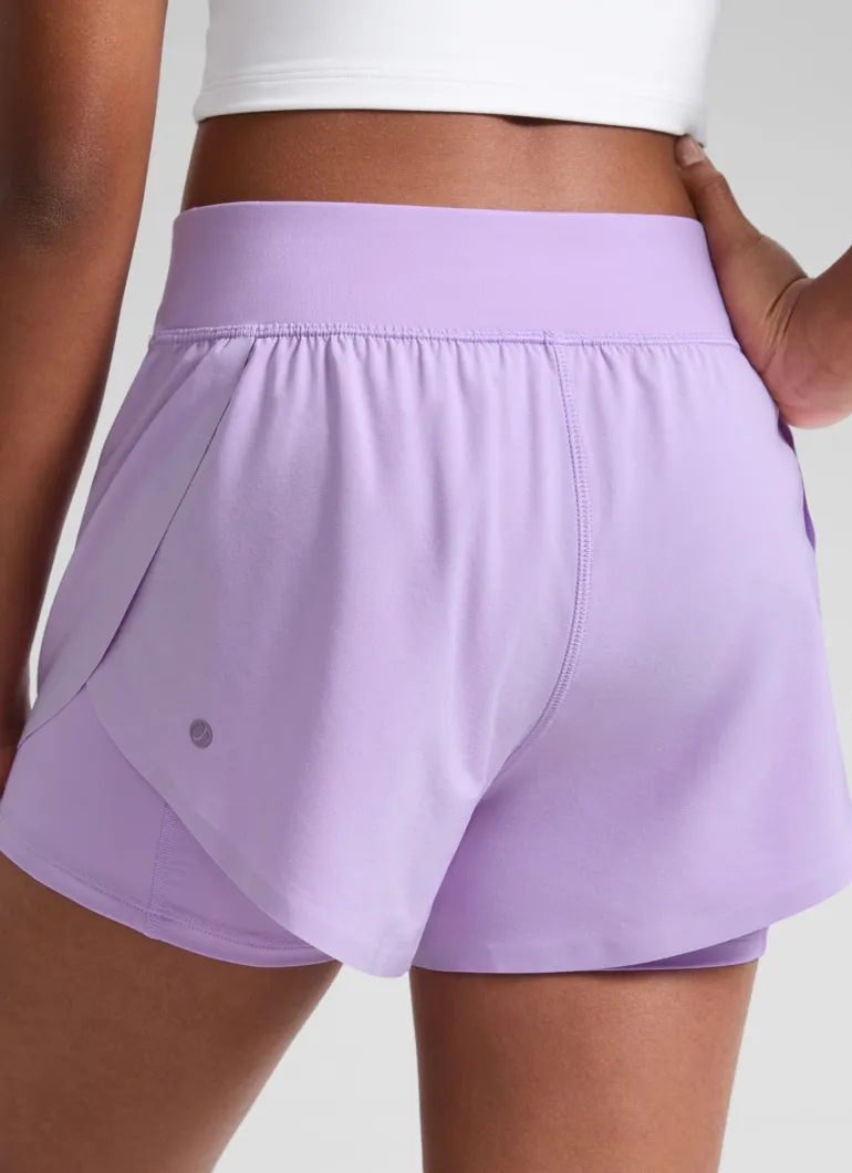 Feathery-Fit Soft Girls 2 in 1 High Rise Dolphin Lined Shorts 2.5''