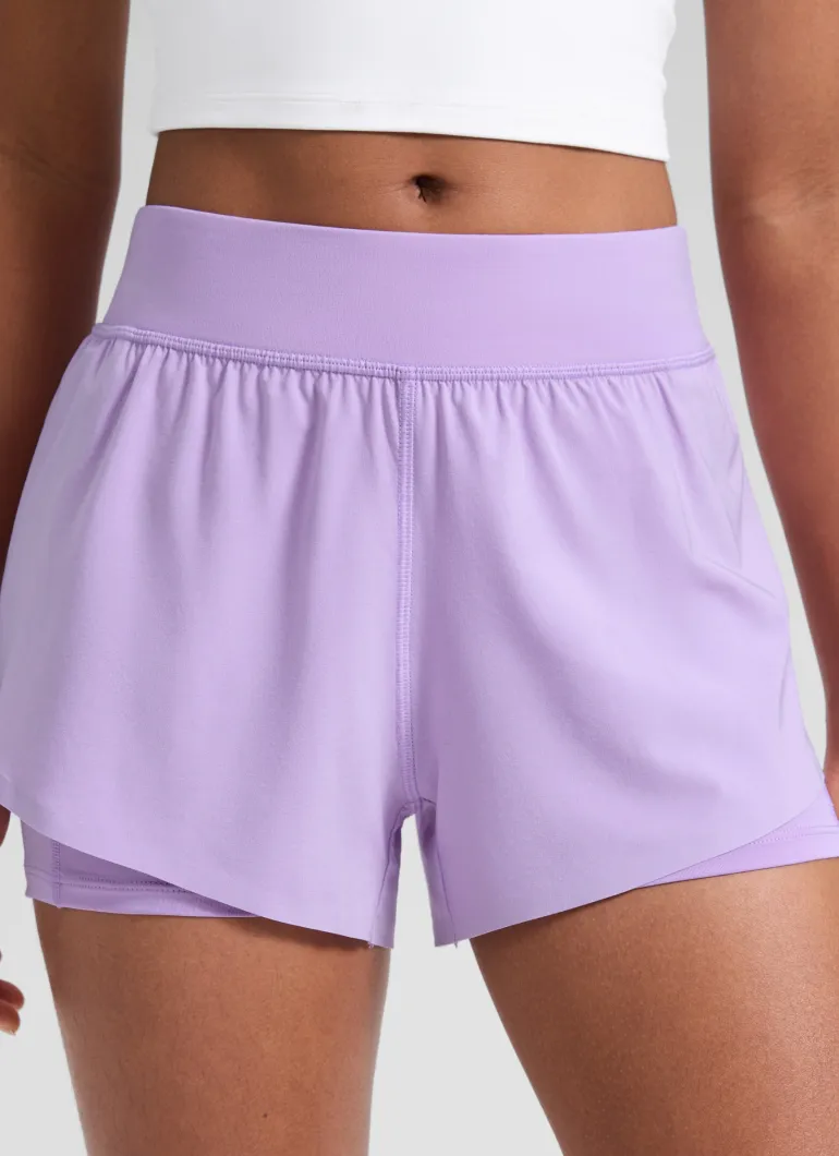 Feathery-Fit Soft Girls 2 in 1 High Rise Dolphin Lined Shorts 2.5''