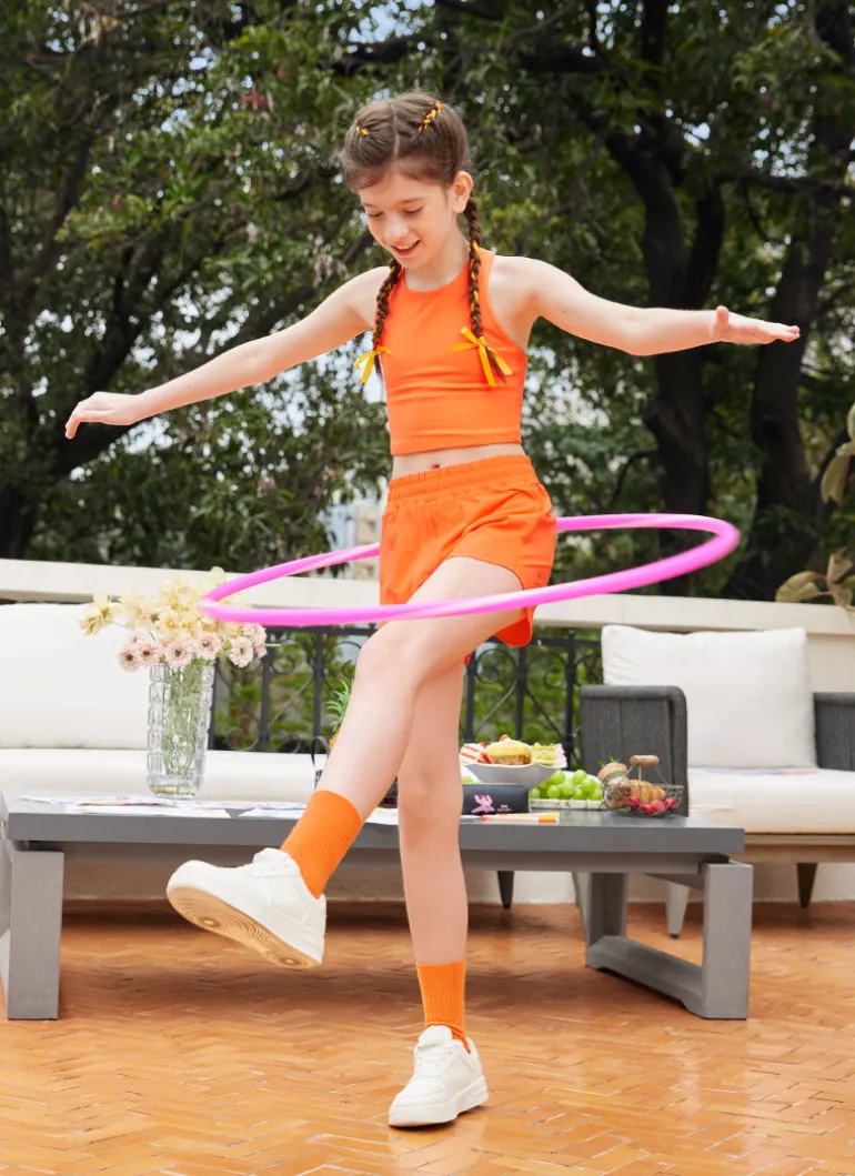Feathery-Fit Soft Girls Mesh Liner Shorts with Zip Pockets