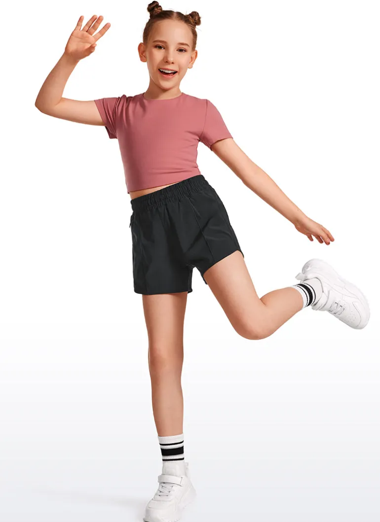 Feathery-Fit Soft Girls Mesh Liner Shorts with Zip Pockets