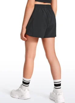 Feathery-Fit Soft Girls Mesh Liner Shorts with Zip Pockets