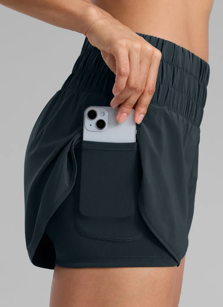 Feathery-Fit Soft 2 in 1 High Rise Shorts 3''