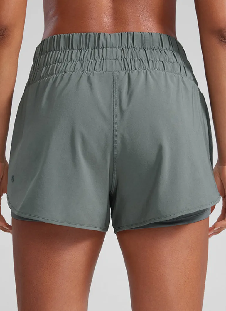 Feathery-Fit Soft 2 in 1 High Rise Shorts 3''