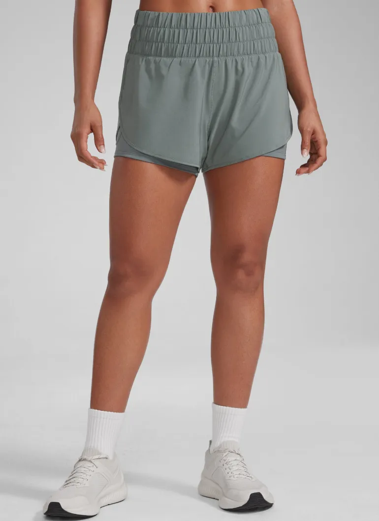 Feathery-Fit Soft 2 in 1 High Rise Shorts 3''