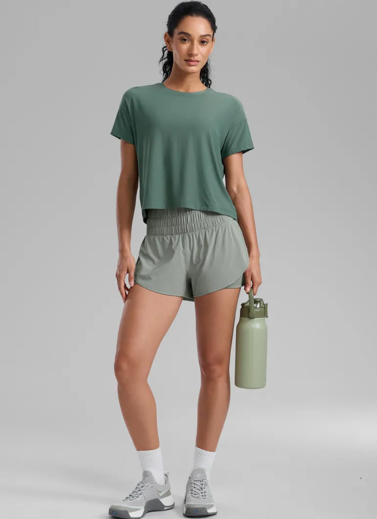 Feathery-Fit Soft 2 in 1 High Rise Shorts 3''