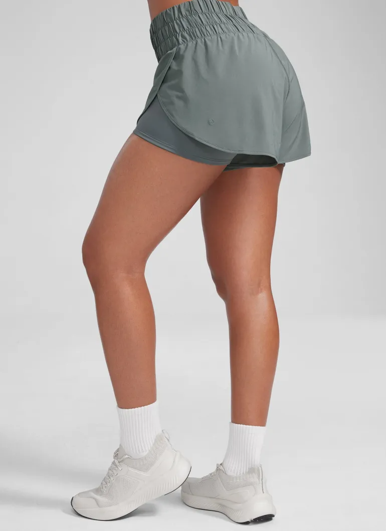 Feathery-Fit Soft 2 in 1 High Rise Shorts 3''