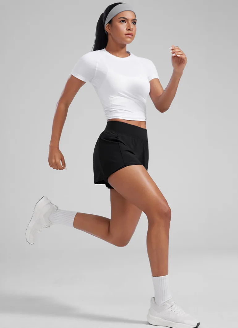 Feathery-Fit Soft 2 in 1 Zip Pocket Shorts 3"