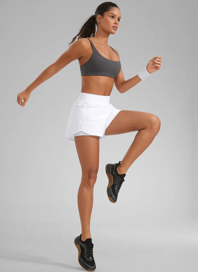 Feathery-Fit Soft 2 in 1 Zip Pocket Shorts 3"