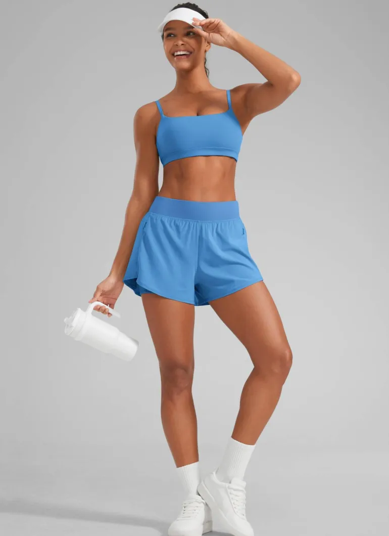 Feathery-Fit Soft 2 in 1 Zip Pocket Shorts 3"