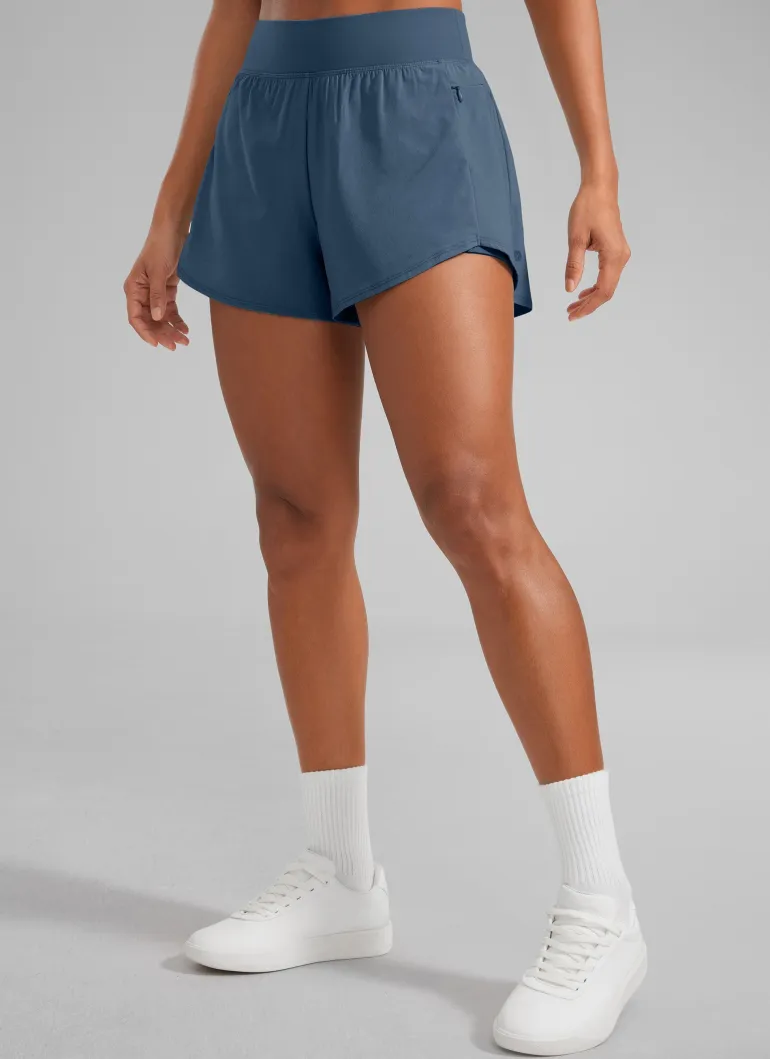 Feathery-Fit Soft 2 in 1 Zip Pocket Shorts 3"