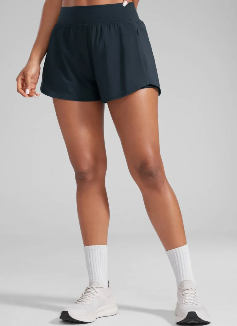 Feathery-Fit Soft 2 in 1 Zip Pocket Shorts 3"