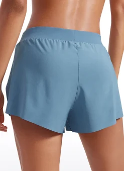 Feathery-Fit Soft Low Waisted V Split Mesh Lined Shorts 2.5''