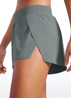 Feathery-Fit Soft Low Waisted V Split Mesh Lined Shorts 2.5''