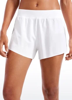 Feathery-Fit Soft Low Waisted V Split Mesh Lined Shorts 2.5''