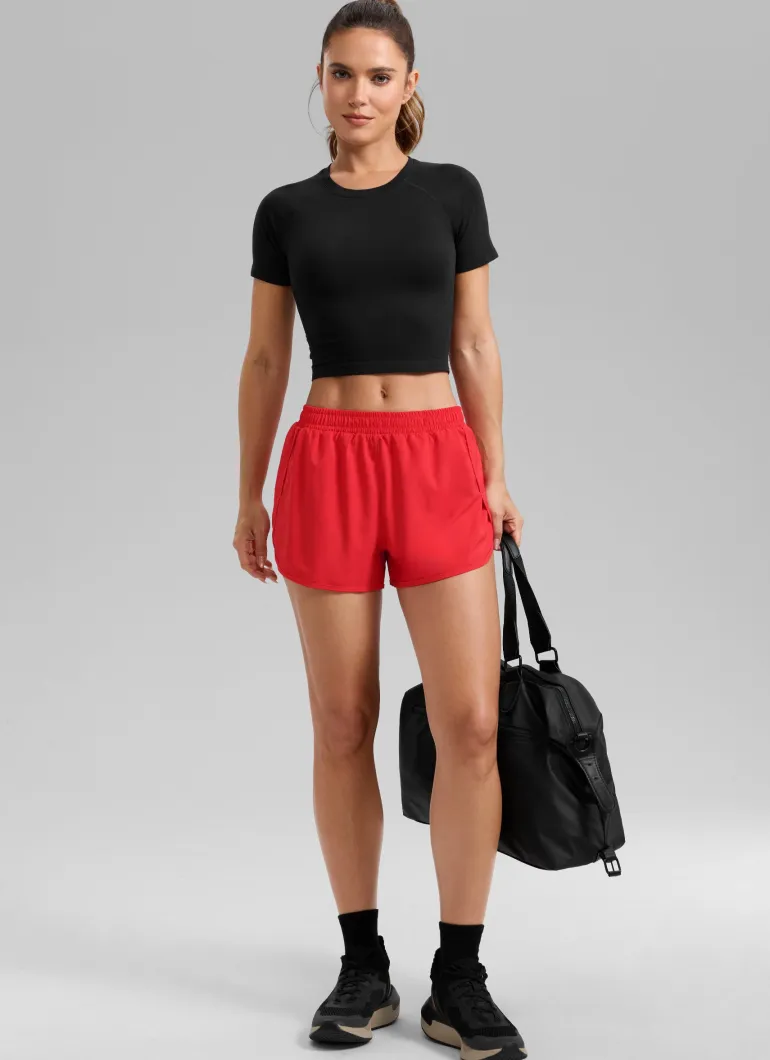 Feathery-Fit Soft Mid Rise Half Split Shorts 2.5''