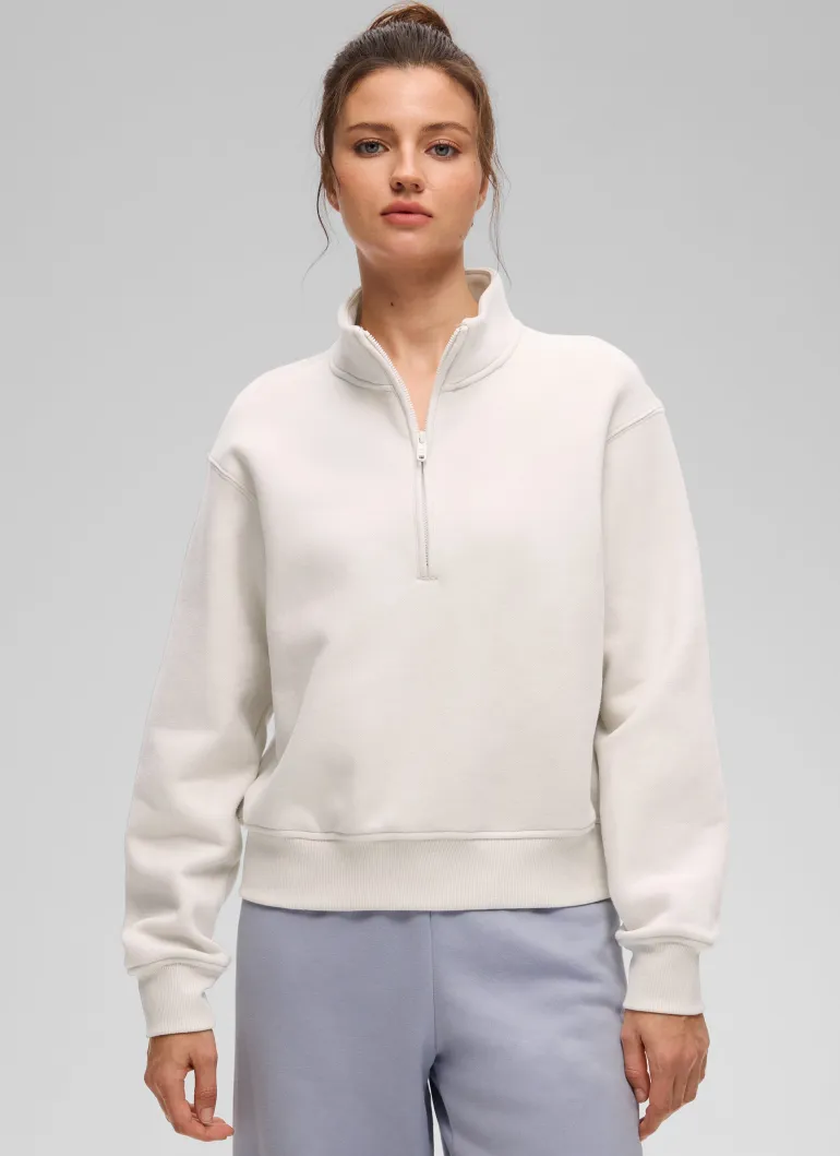 Fleece Lined Half Zip Funnel neck Sweatshirt