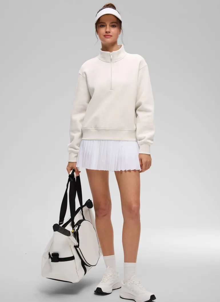 Fleece Lined Half Zip Funnel neck Sweatshirt