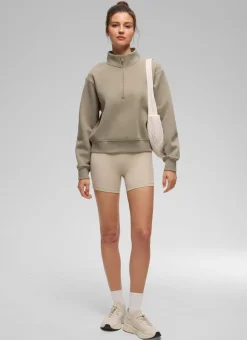 Fleece Lined Half Zip Funnel neck Sweatshirt