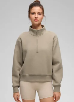 Fleece Lined Half Zip Funnel neck Sweatshirt