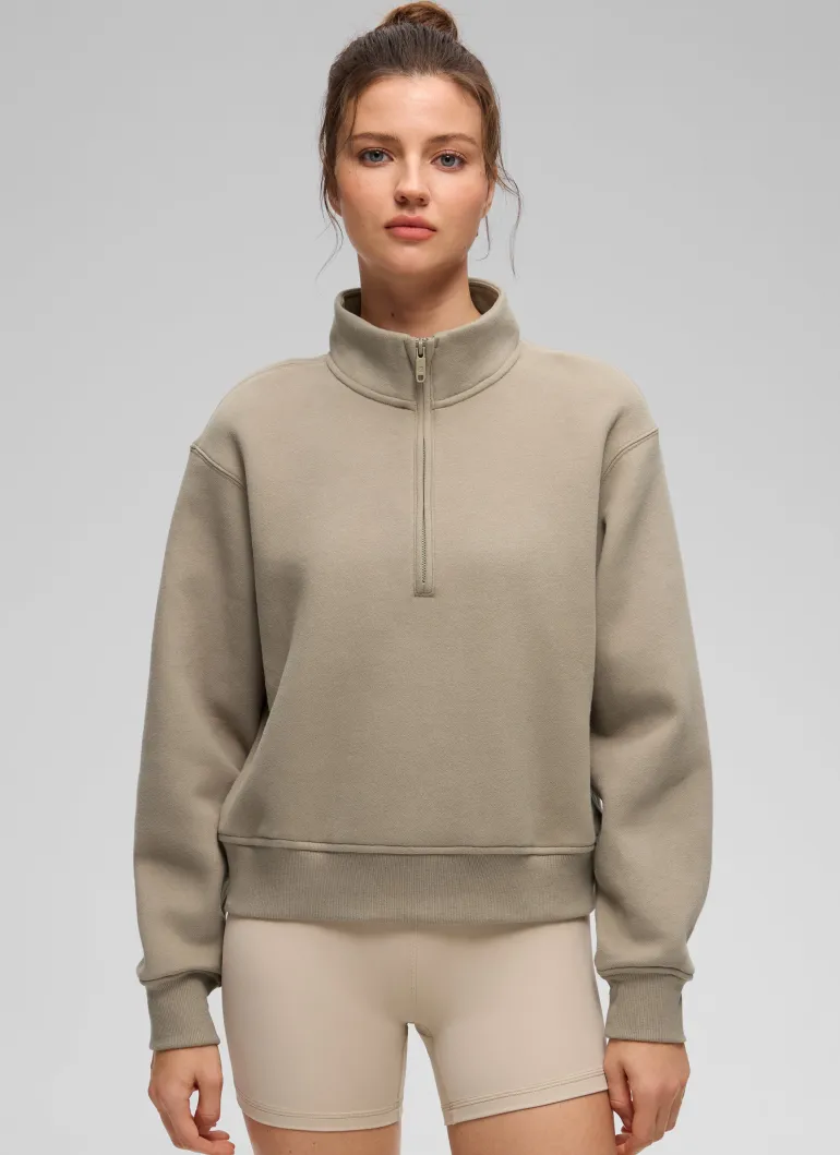 Fleece Lined Half Zip Funnel neck Sweatshirt