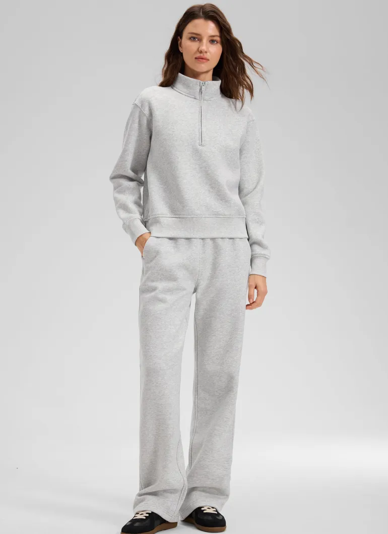 Fleece Lined Half Zip Funnel neck Sweatshirt