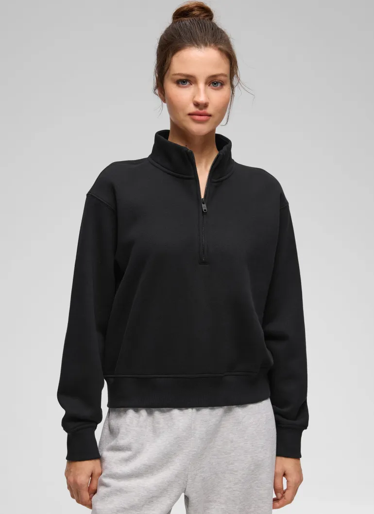 Fleece Lined Half Zip Funnel neck Sweatshirt