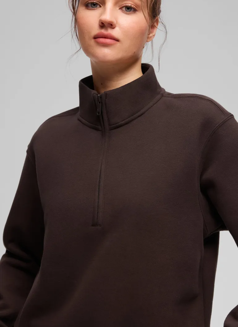 Fleece Lined Half Zip Funnel neck Sweatshirt
