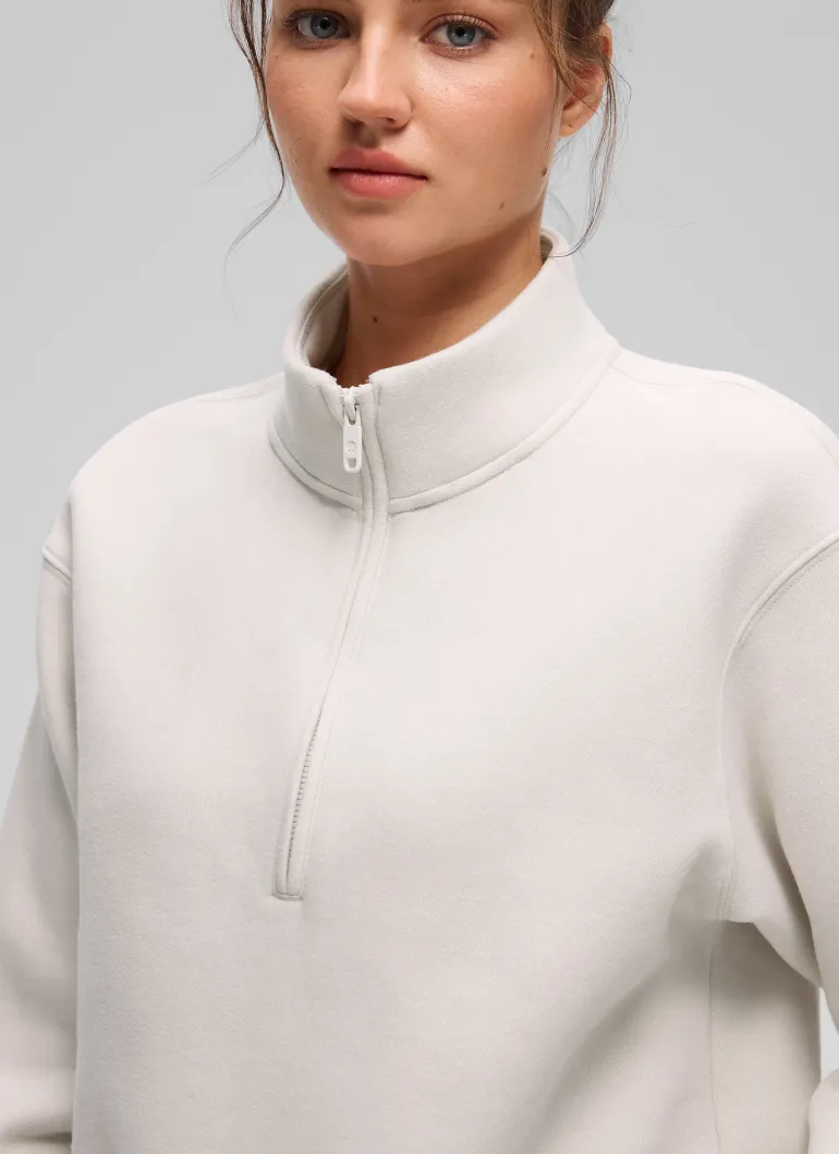 Fleece Lined Half Zip Funnel neck Sweatshirt