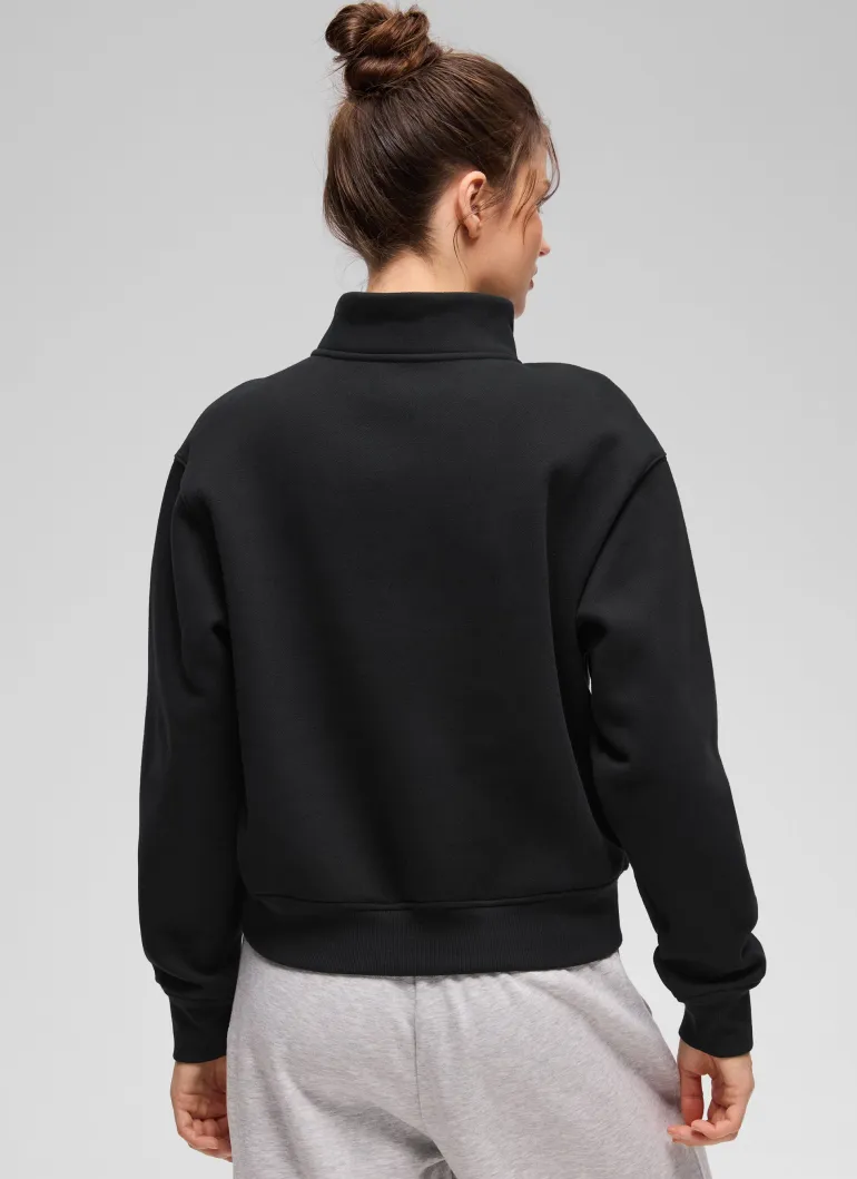 Fleece Lined Half Zip Funnel neck Sweatshirt