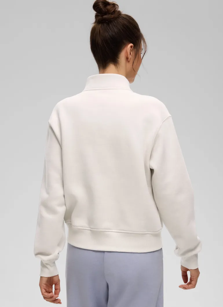 Fleece Lined Half Zip Funnel neck Sweatshirt