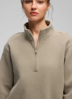 Fleece Lined Half Zip Funnel neck Sweatshirt